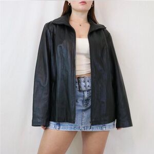 VINTAGE 90s BLACK LEATHER JACKET